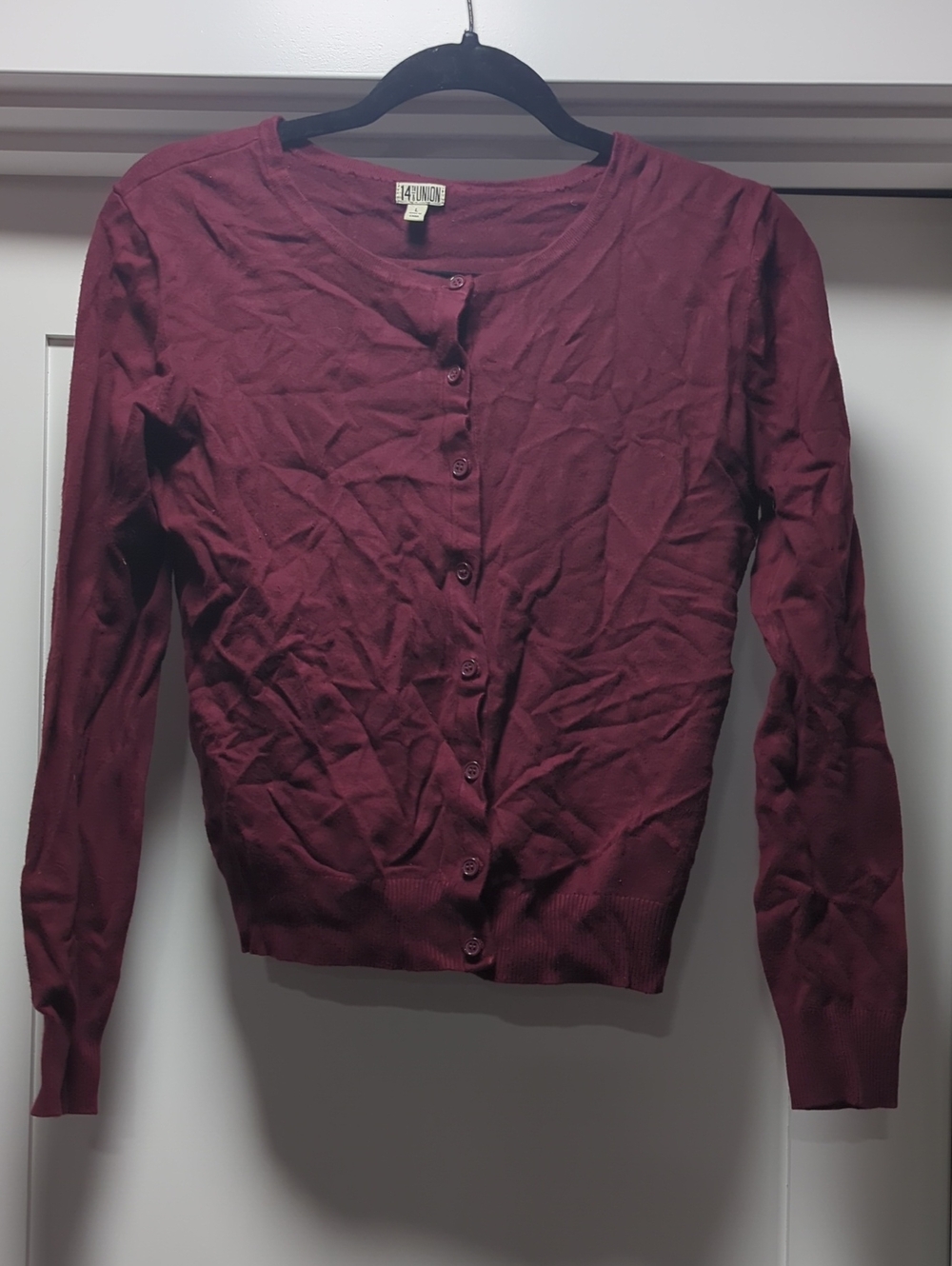 14th & Union Deep Burgundy Button-Up Cardigan